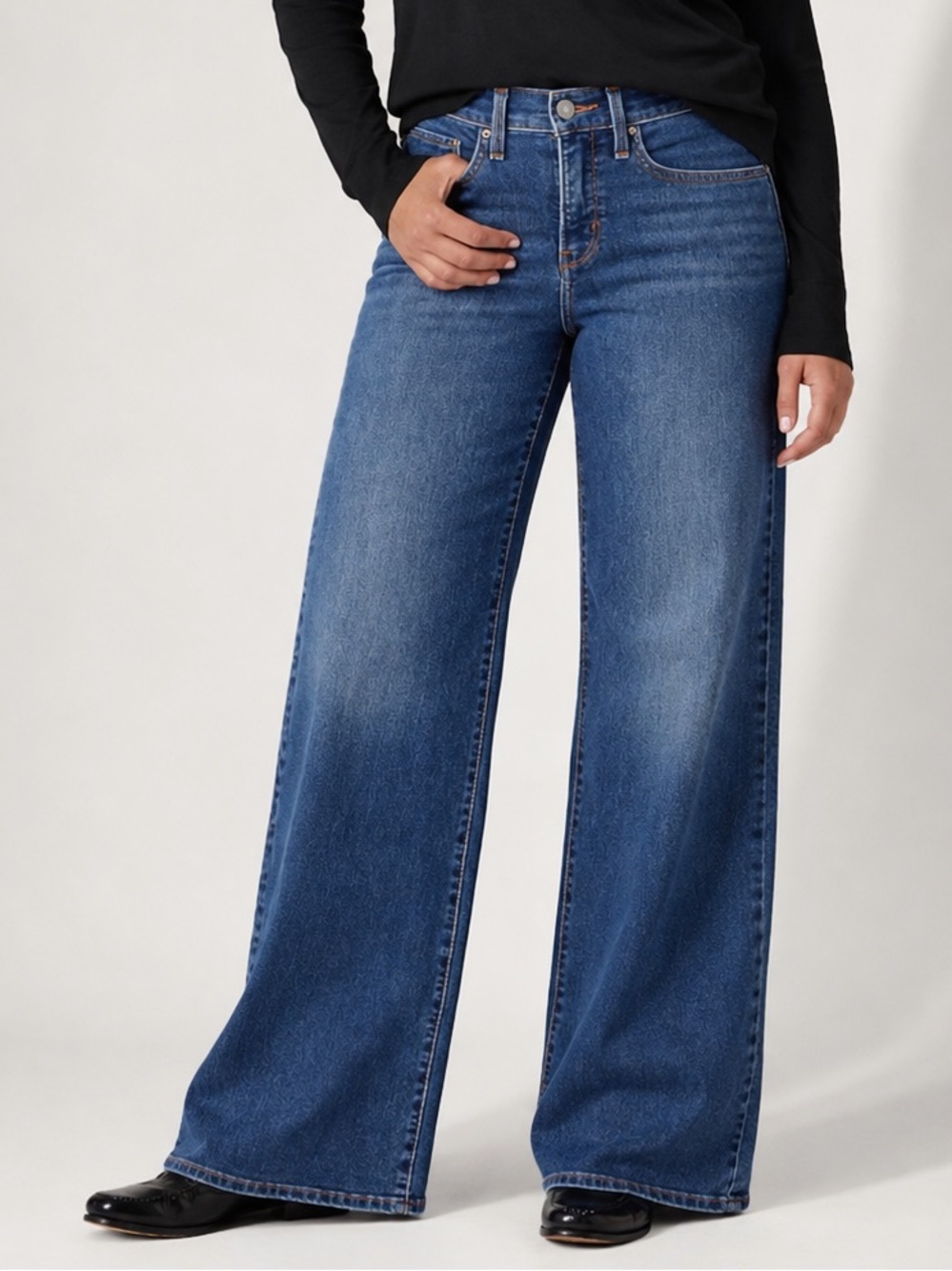 Levi's 318 Shaping Wide Leg Jeans Mid Rise Tummy Control Stretch 18W Plus NEW